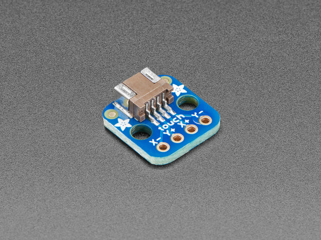 Angled shot of a small touchscreen breakout board.