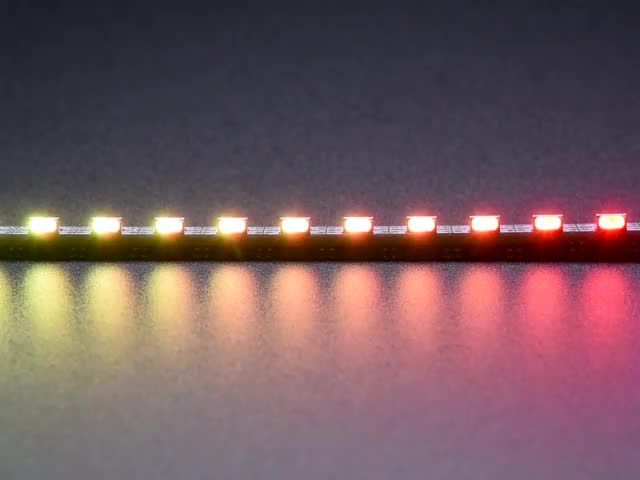 Close up of side lights changing rainbow colors