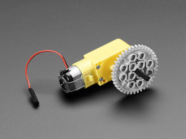 Lego Gear installed onto DC Gearbox TT Motor Axle, attached to TT motor