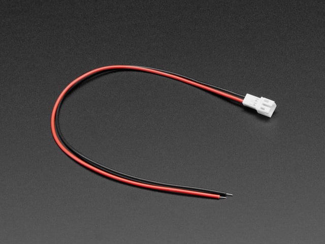 Top view shot of JST PH 2-Pin Cable - Male Header - 200mm.