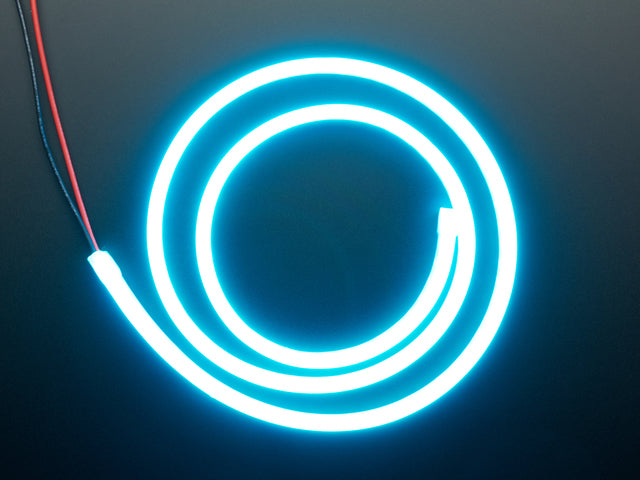 Coil of neon-looking ice blue light