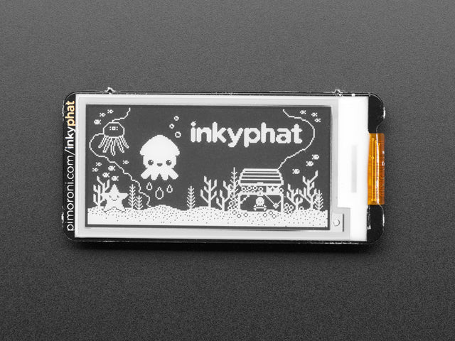 Top-down view of Black/White Pimoroni Inky pHAT.