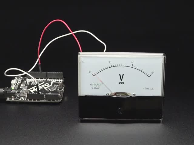 Video of an analog voltage panel meter. The needle sways back and forth.