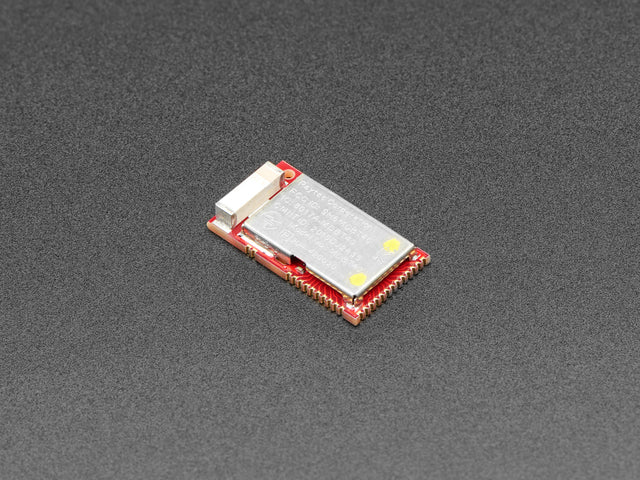 Angled shot of a nRF51822 Bluetooth Low Energy Module.