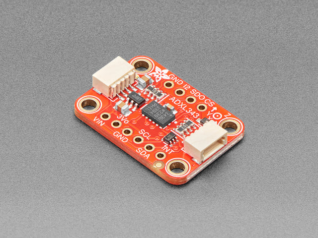 Angled shot of red sensor breakout.