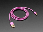 Fully Reversible Pink/Purple USB A to micro B Cable - 1m long