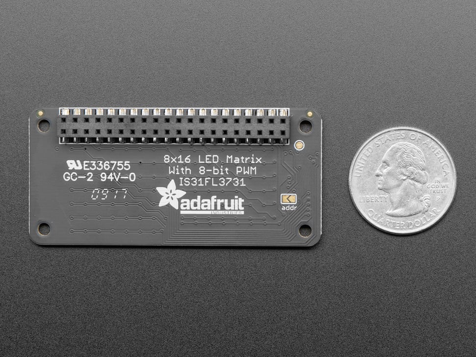 Adafruit CharliePlex LED Matrix Bonnet - 8x16 Green LEDs