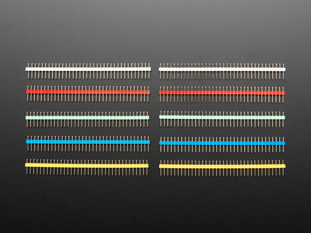 Break-away 0.1 inch 36-pin strip male header - Five different color plastics