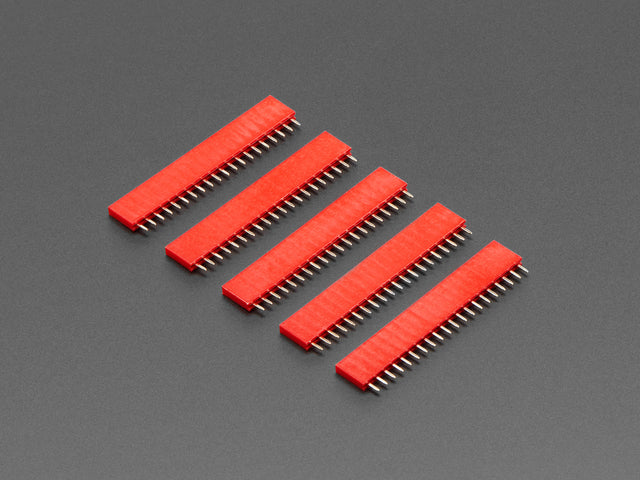 Five pack of 20-pin 0.1 Female Header - Red plastic