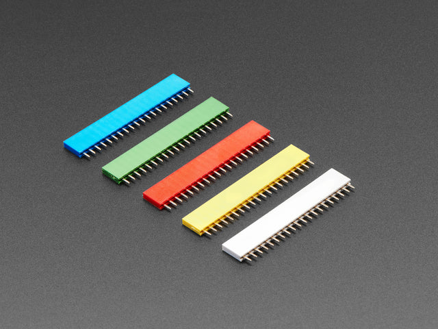 20-pin 0.1 inch Female Headers - Rainbow Color Mix Plastic - 5 pack