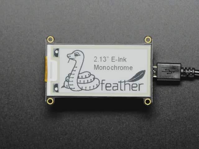 E-Ink display connected to Feather, refreshing itself