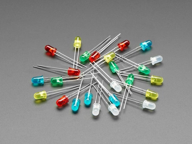Diffused 5mm LED Pack - 5 LEDs each in 5 Colors - 25 Pack