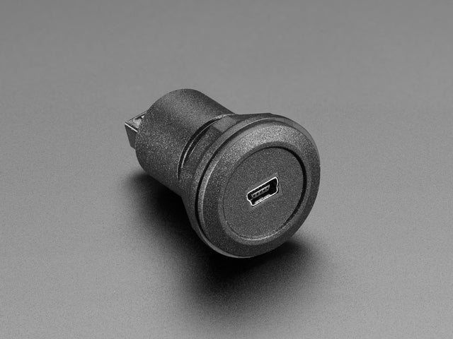 Mini USB Round Panel Mount Plug showing front port