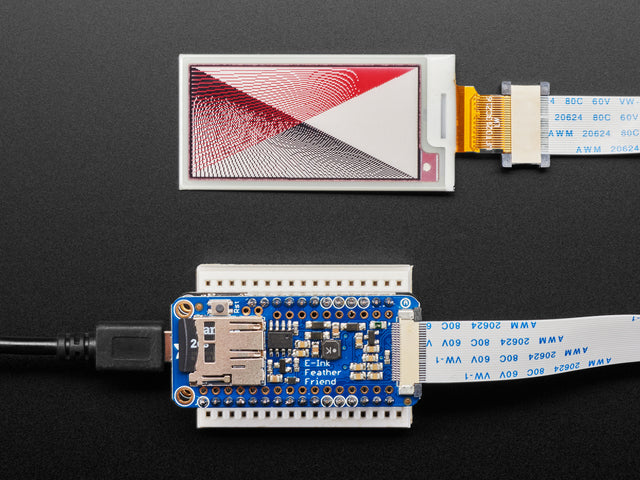  ePaper Extension Cable connecting Featherwing to Tri-color display