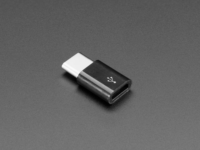 Angled shot of Micro B USB to USB C Adapter.