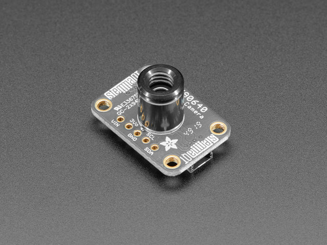 Angled shot of a Adafruit MLX90640 IR Thermal Camera Breakout.