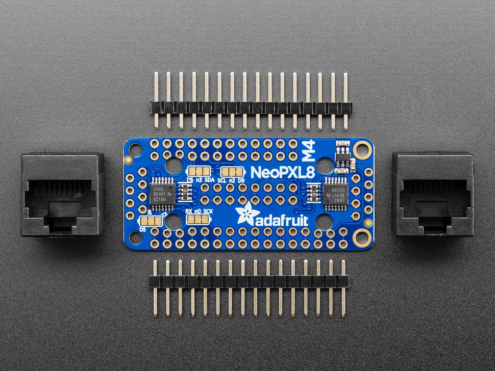 Adafruit NeoPXL8 FeatherWing for Feather M4 - 8 x DMA NeoPixels!