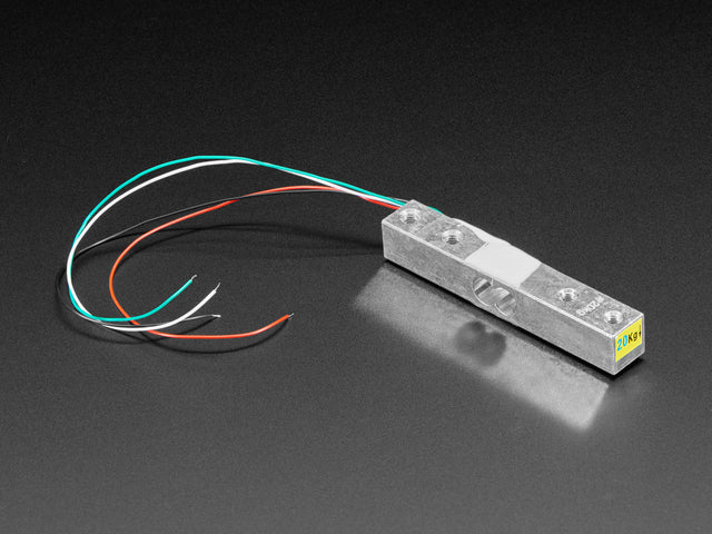 Angled shot of a Strain Gauge Load Cell - 4 Wires - 20Kg. 