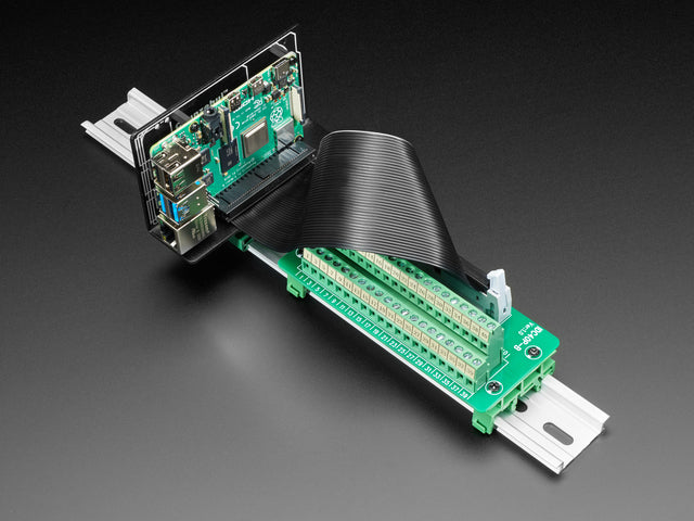 DIN Rail Mount Bracket for Raspberry Pi,  BeagleBone or Arduino. With Raspberry Pi installed