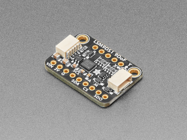 Angled Shot of a Adafruit 9-DOF LSM9DS1 Breakout Board. 