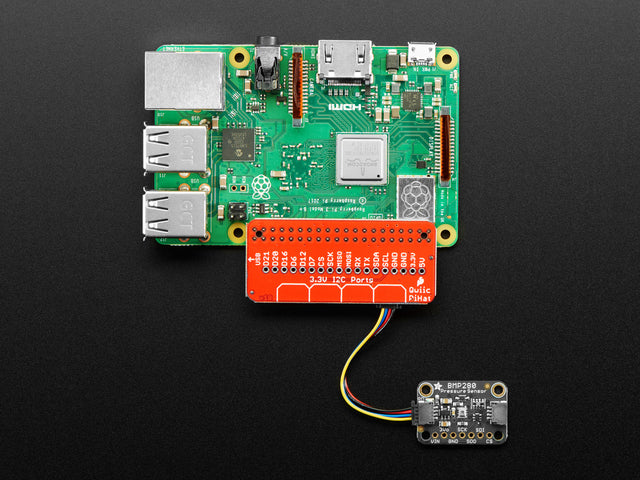  STEMMA QT HAT connect to a Raspberry Pi and Pressure Sensor 