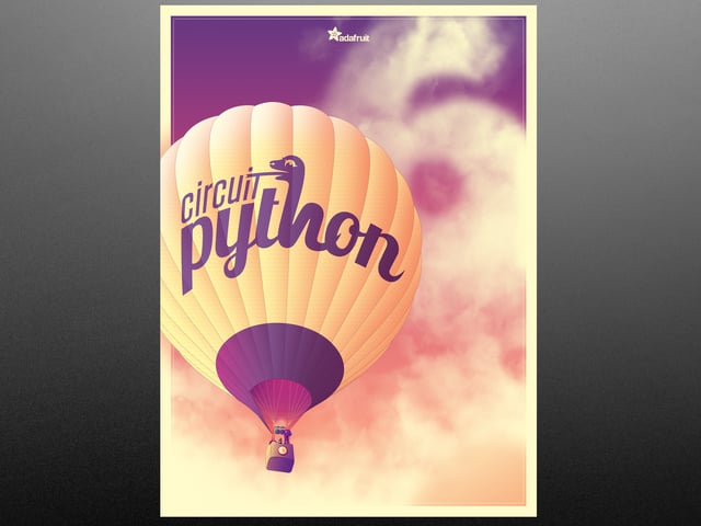 CircuitPython 6 release Poster featuring Hot air balloon