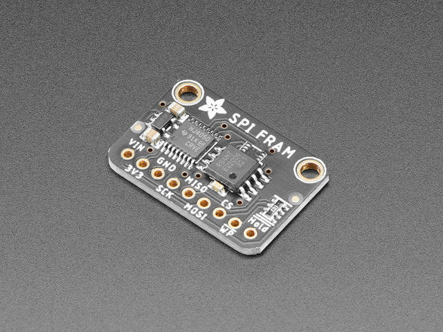 Angled shot of a Adafruit SPI Non-Volatile FRAM Breakout.