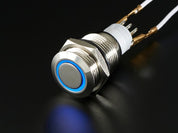 Rugged Metal Pushbutton with Blue LED Ring