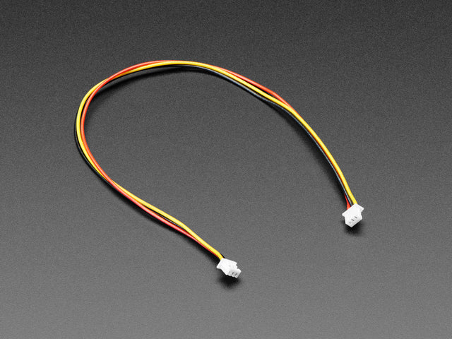 Angled shot of 1.25mm pitch 20cm long 3-pin cable.