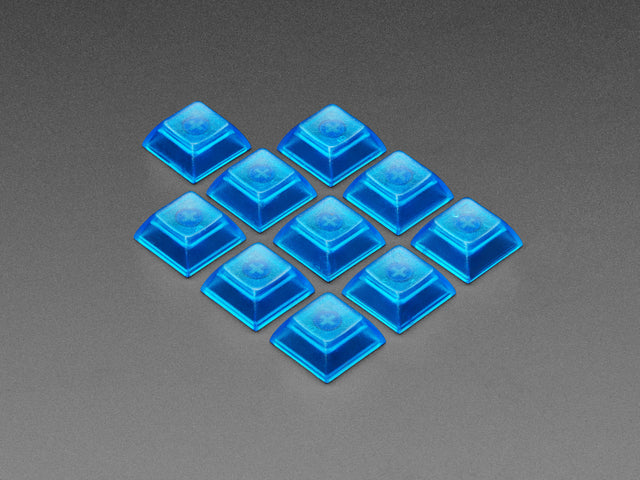 Group shot of 10 pack DSA color keycap BLUE TRANSPARENT KIT8