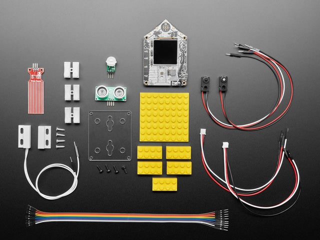 Top view of kit contents for AdaBox018 FunHouse