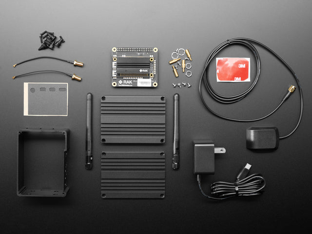 Top view of LoRa network kit contents.