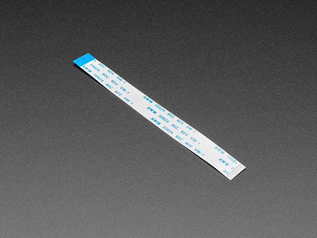 Angled shot of a EYESPI Cable - 18 Pin 100mm long Flex PCB (FPC) A-B type. 