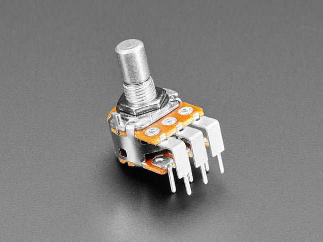 Angled shot of dual-gang rotary potentiometer