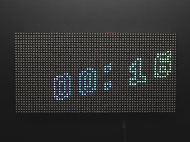 Video of bouncing rainbow text on LED Matrix.