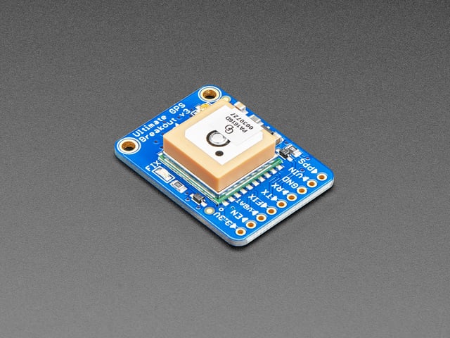 Angled shot of GPS breakout board.