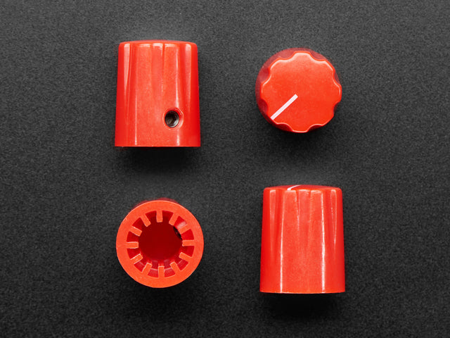 Red Micro Potentiometer Knob - 4 pack