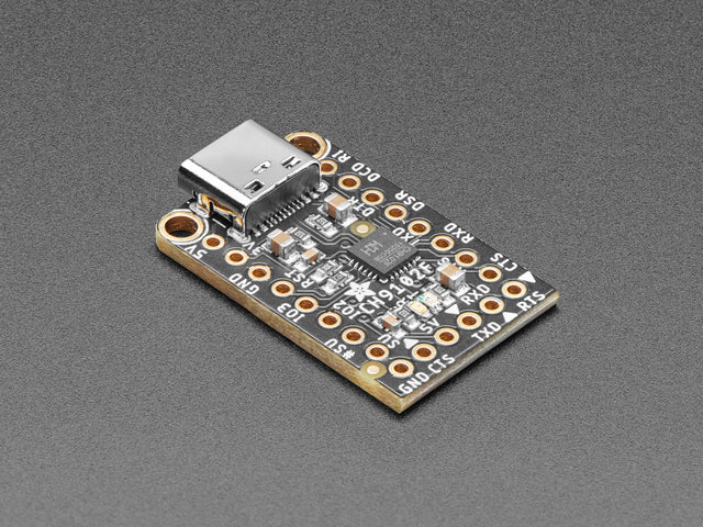 Angled shot of USB to Serial Converter breakout.