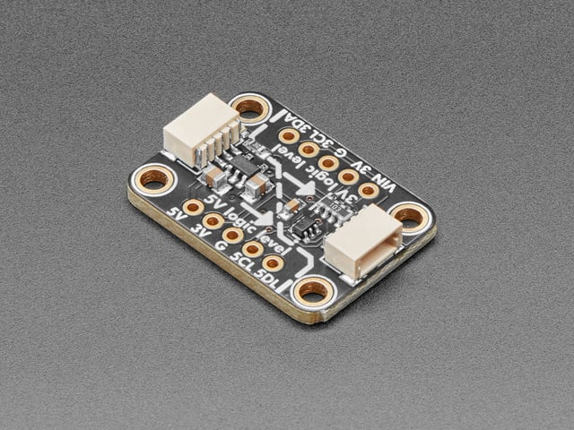 Angled shot of STEMMA QT level shifter breakout board.