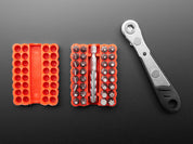 Right Angle Ratchet Screwdriver and 33 Piece Tool Bit Set