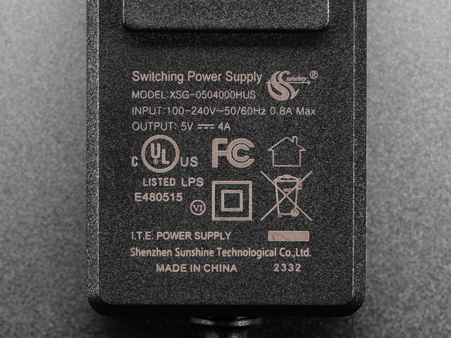 Wall Power Supply with USB C - 5V 4A Output and Switch