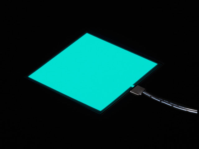 Lit square of aqua EL sheet