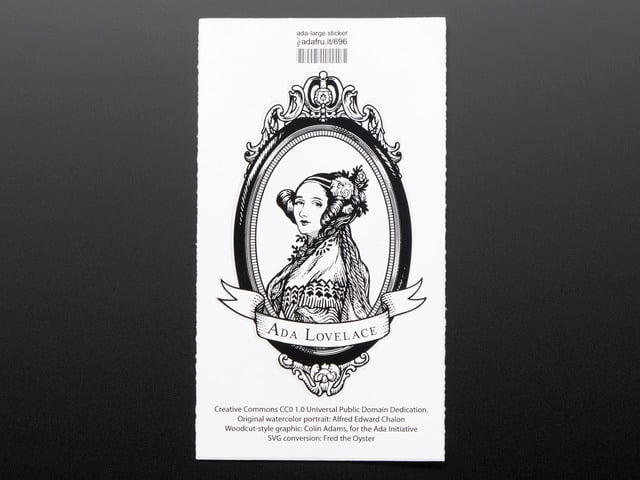 Ada Lovelace, large, oval black and white - Sticker!