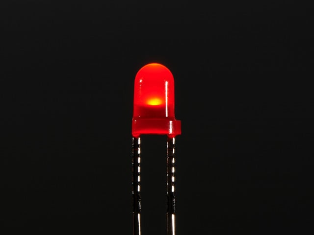 Single LED lit up red - 3mm.