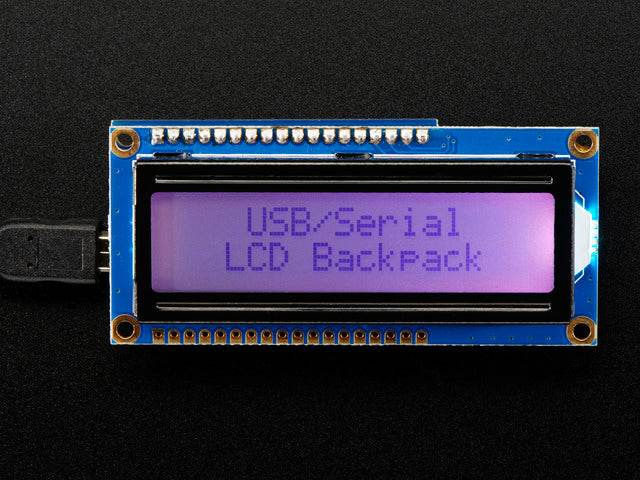 USB + Serial Backpack Kit with 16x2 RGB backlight positive LCD - Black on RGB