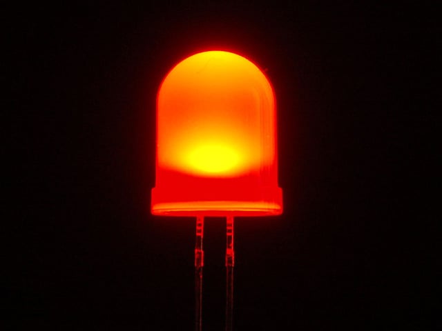 Single large LED lit up red 