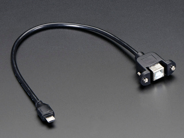 Panel Mount USB Cable - B Female to Micro-B Male