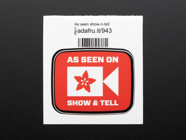 This is the As seen on show & Tell 

Square sticker displaying the Adafruit flower logo as a camcorder  